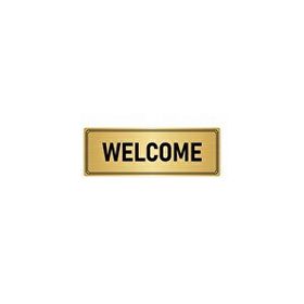 Özarslan Dizayn Departman Kapı İsimliği Welcome 10x20 cm Altın Renk Metal Yönlendirme Levhası