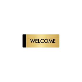 Özarslan Dizayn Departman Kapı İsimliği Welcome 10x20 cm Altın Renk Metal Yönlendirme Levhası