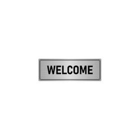 Özarslan Dizayn Departman Kapı İsimliği Welcome 10x20 cm Gümüş Renk Metal Yönlendirme Levhası