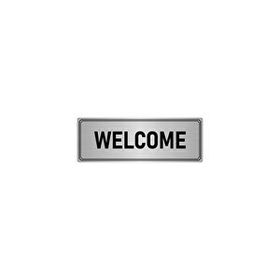 Özarslan Dizayn Departman Kapı İsimliği Welcome 10x20 cm Gümüş Renk Metal Yönlendirme Levhası