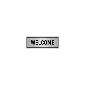 Özarslan Dizayn Departman Kapı İsimliği Welcome 10x20 cm Gümüş Renk Metal Yönlendirme Levhası