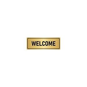 Özarslan Dizayn Departman Kapı İsimliği Welcome 5x20 cm Altın Renk Metal Yönlendirme Levhası