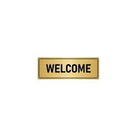 Özarslan Dizayn Departman Kapı İsimliği Welcome 7x20 cm Altın Renk Metal Yönlendirme Levhası