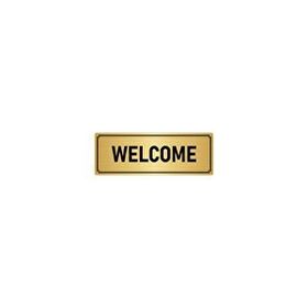 Özarslan Dizayn Departman Kapı İsimliği Welcome 7x20 cm Altın Renk Metal Yönlendirme Levhası