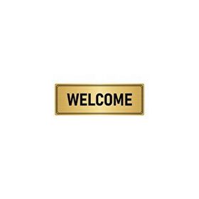 Özarslan Dizayn Departman Kapı İsimliği Welcome 7x20 cm Altın Renk Metal Yönlendirme Levhası