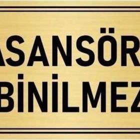 Özarslan Dizayn Departman Kapı İsimliği Yük Asansörüdür Binilmez 10x20 cm Altın Renk Metal Yönlendirme Levhası
