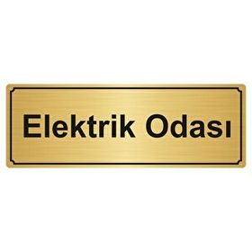 Özarslan Dizayn Elektrik Odası 7x20 cm Altın Renk Metal Yönlendirme Levhası