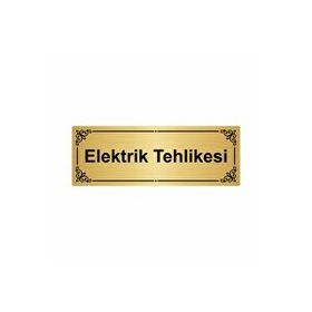 Özarslan Dizayn Elektrik Tehlikesi 7x20 cm Altın Renk Metal Yönlendirme Levhası