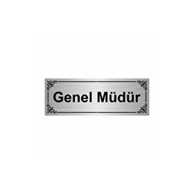 Özarslan Dizayn Genel Müdür 7x20 cm Gümüş Renk Metal Yönlendirme Levhası