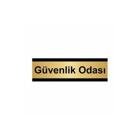 Özarslan Dizayn Güvenlik Odası 10x20 cm Altın Renk Metal Yönlendirme Levhası