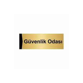 Özarslan Dizayn Güvenlik Odası 10x20 cm Altın Renk Metal Yönlendirme Levhası