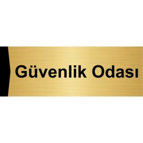 Özarslan Dizayn Güvenlik Odası 10x20 cm Altın Renk Metal Yönlendirme Levhası