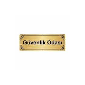Özarslan Dizayn Güvenlik Odası 7x20 cm Altın Renk Metal Yönlendirme Levhası