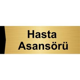 Özarslan Dizayn Hasta Asansörü 10x20 cm Altın Renk Metal Yönlendirme Levhası