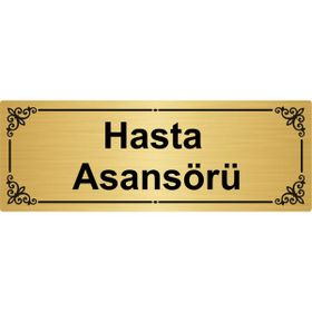 Özarslan Dizayn Hasta Asansörü 7x20 cm Altın Renk Metal Yönlendirme Levhası