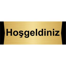 Özarslan Dizayn Hoşgeldiniz 10x20 cm Altın Renk Metal Yönlendirme Levhası