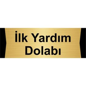 Özarslan Dizayn İlk Yardım Dolabı 10x20 cm Altın Renk Metal Yönlendirme Levhası
