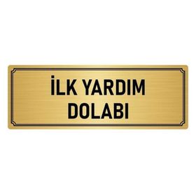 Özarslan Dizayn İlk Yardım Dolabı 7x20 cm Altın Renk Metal Yönlendirme Levhası