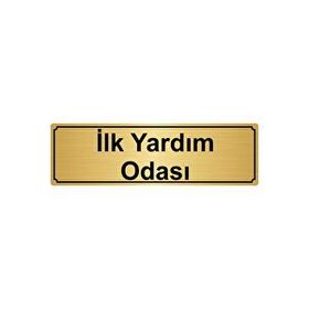 Özarslan Dizayn İlk Yardım Odası 10x20 cm Altın Renk Metal Yönlendirme Levhası