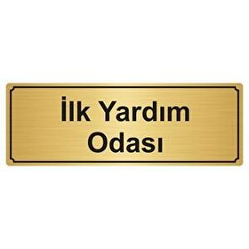 Özarslan Dizayn İlk Yardım Odası 10x20 cm Altın Renk Metal Yönlendirme Levhası