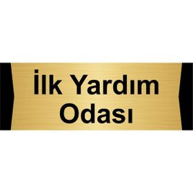 Özarslan Dizayn İlk Yardım Odası 10x20 cm Altın Renk Metal Yönlendirme Levhası