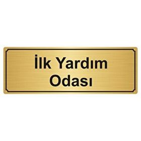 Özarslan Dizayn İlk Yardım Odası 7x20 cm Altın Renk Metal Yönlendirme Levhası