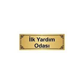 Özarslan Dizayn İlk Yardım Odası 7x20 cm Altın Renk Metal Yönlendirme Levhası