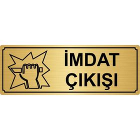 Özarslan Dizayn İmdat Çıkışı 10x20 cm Altın Renk Metal Yönlendirme Levhası