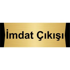 Özarslan Dizayn İmdat Çıkışı 10x20 cm Altın Renk Metal Yönlendirme Levhası
