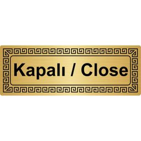 Özarslan Dizayn Kapalı-Close 7x20 cm Altın Renk Metal Yönlendirme Levhası
