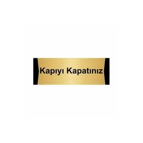 Özarslan Dizayn Kapıyı Kapatınız 10x20 cm Altın Renk Metal Yönlendirme Levhası