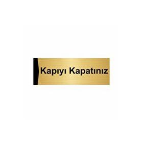 Özarslan Dizayn Kapıyı Kapatınız 10x20 cm Altın Renk Metal Yönlendirme Levhası