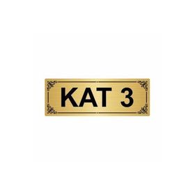 Özarslan Dizayn Kat 3 7x20 cm Altın Renk Metal Yönlendirme Levhası