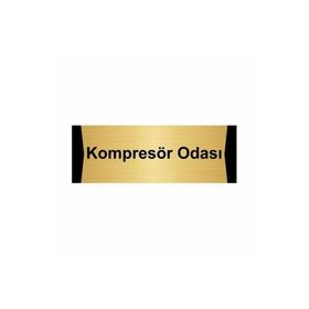 Özarslan Dizayn Kompresör Odası 10x20 cm Altın Renk Metal Yönlendirme Levhası