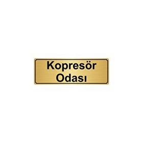 Özarslan Dizayn Kompresör Odası 10x20 cm Altın Renk Metal Yönlendirme Levhası