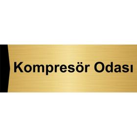 Özarslan Dizayn Kompresör Odası 10x20 cm Altın Renk Metal Yönlendirme Levhası
