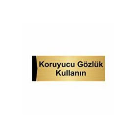 Özarslan Dizayn Koruyucu Gözlük Kullanın 10x20 cm Altın Renk Metal Yönlendirme Levhası
