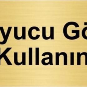 Özarslan Dizayn Koruyucu Gözlük Kullanın 10x20 cm Altın Renk Metal Yönlendirme Levhası