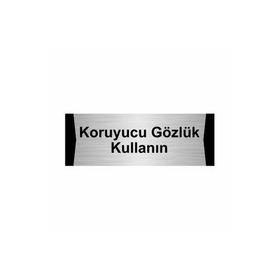 Özarslan Dizayn Koruyucu Gözlük Kullanın 7x20 cm Gümüş Renk Metal Yönlendirme Levhası