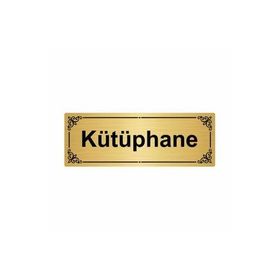 Özarslan Dizayn Kütüphane 7x20 cm Altın Renk Metal Yönlendirme Levhası