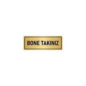 Özarslan Dizayn Lütfen Bone Takınız 10x20 cm Altın Renk Metal Yönlendirme Levhası