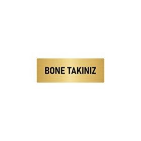 Özarslan Dizayn Lütfen Bone Takınız 10x20 cm Altın Renk Metal Yönlendirme Levhası