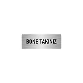Özarslan Dizayn Lütfen Bone Takınız 10x20 cm Gümüş Renk Metal Yönlendirme Levhası