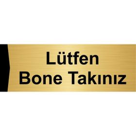 Özarslan Dizayn Lütfen Bone Takınız 5x20 cm Altın Renk Metal Yönlendirme Levhası