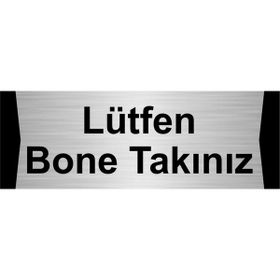 Özarslan Dizayn Lütfen Bone Takınız 5x20 cm Gümüş Renk Metal Yönlendirme Levhası
