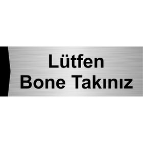 Özarslan Dizayn Lütfen Bone Takınız 5x20 cm Gümüş Renk Metal Yönlendirme Levhası