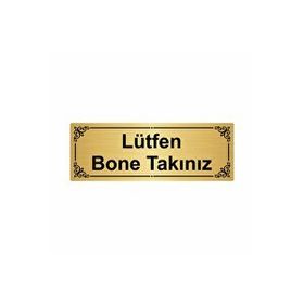 Özarslan Dizayn Lütfen Bone Takınız 7x20 cm Altın Renk Metal Yönlendirme Levhası