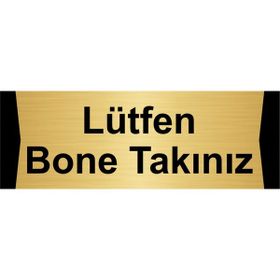 Özarslan Dizayn Lütfen Bone Takınız 7x20 cm Altın Renk Metal Yönlendirme Levhası