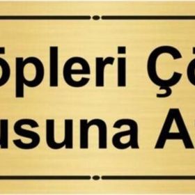 Özarslan Dizayn Lütfen Çöpleri Çöp Kutusuna Atınız 7x20 cm Altın Renk Metal Yönlendirme Levhası