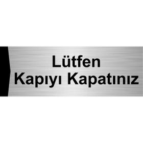 Özarslan Dizayn Lütfen Kapıyı Kapatınız 10x20 cm Gümüş Renk Metal Yönlendirme Levhası